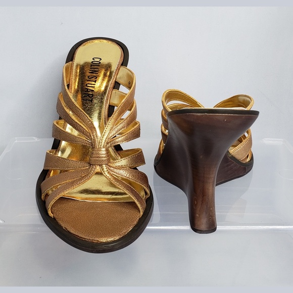 Colin Stuart Shoes - Colin Stuart Strappy Gold Wedges